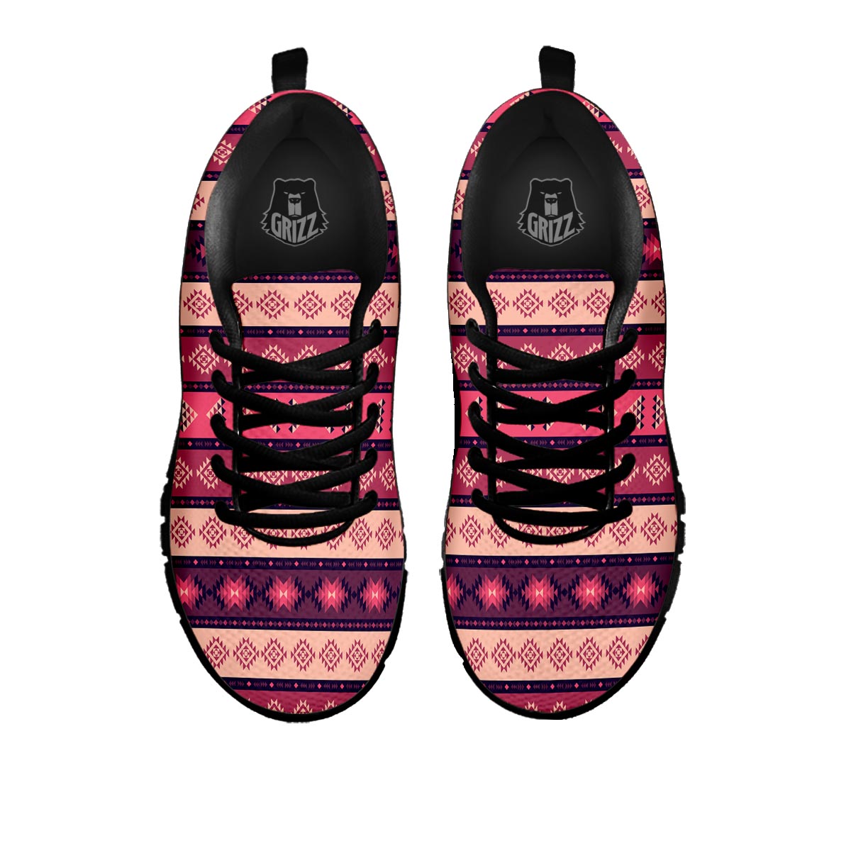 Stripe Southwestern Print Pattern Black Sneaker-grizzshop