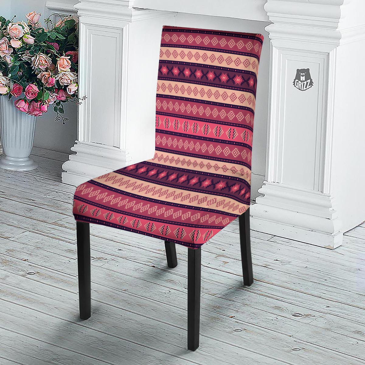 Stripe Southwestern Print Pattern Dining Chair Slipcover-grizzshop