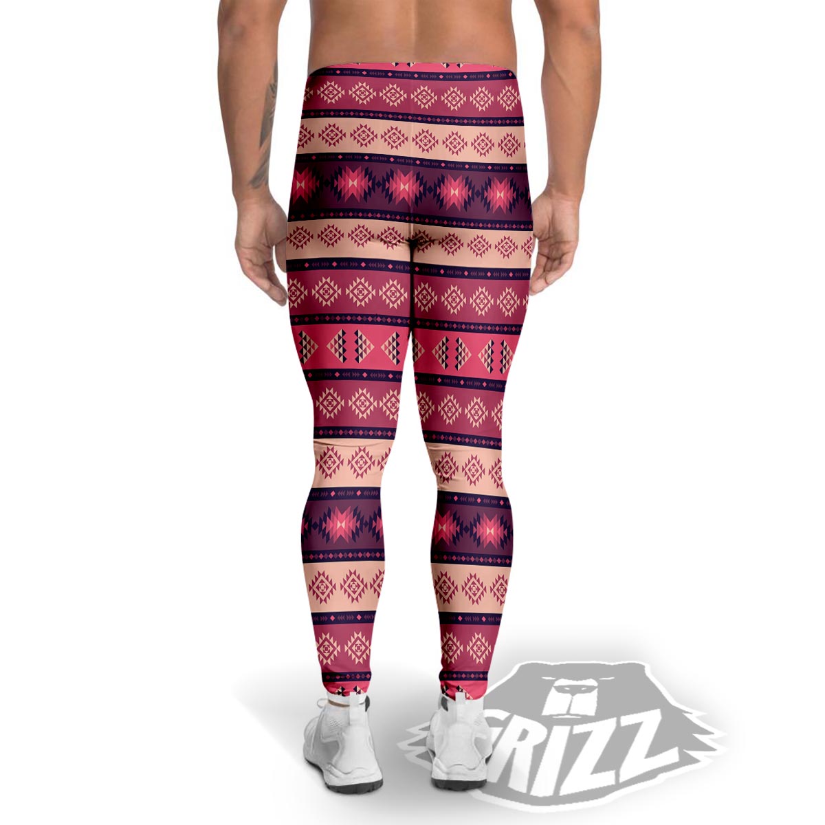 Stripe Southwestern Print Pattern Men's Leggings-grizzshop
