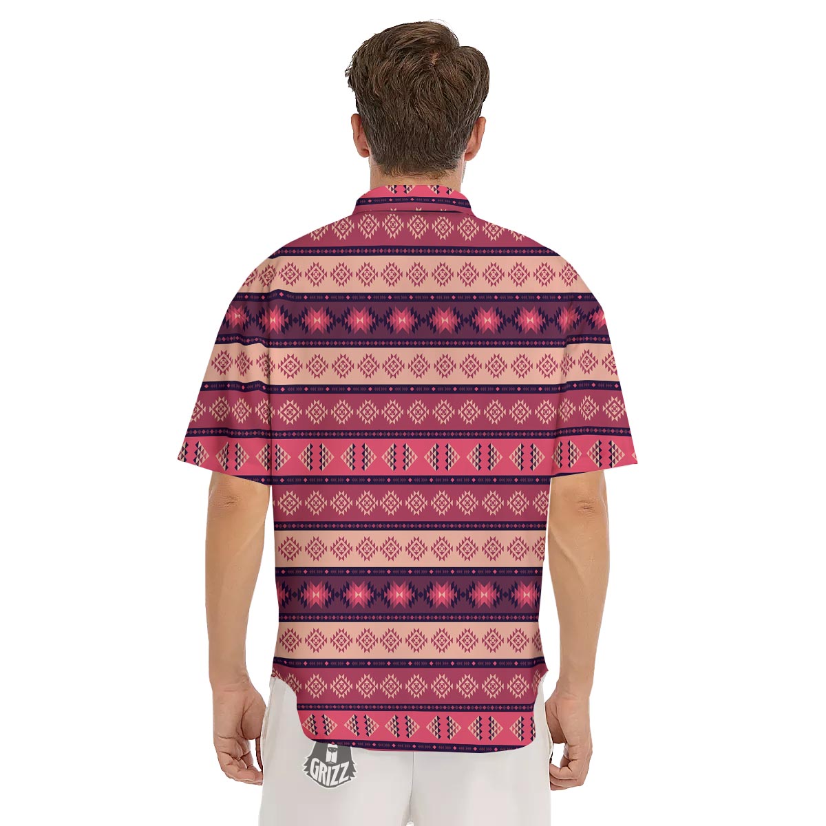 Stripe Southwestern Print Pattern Men's Short Sleeve Shirts-grizzshop