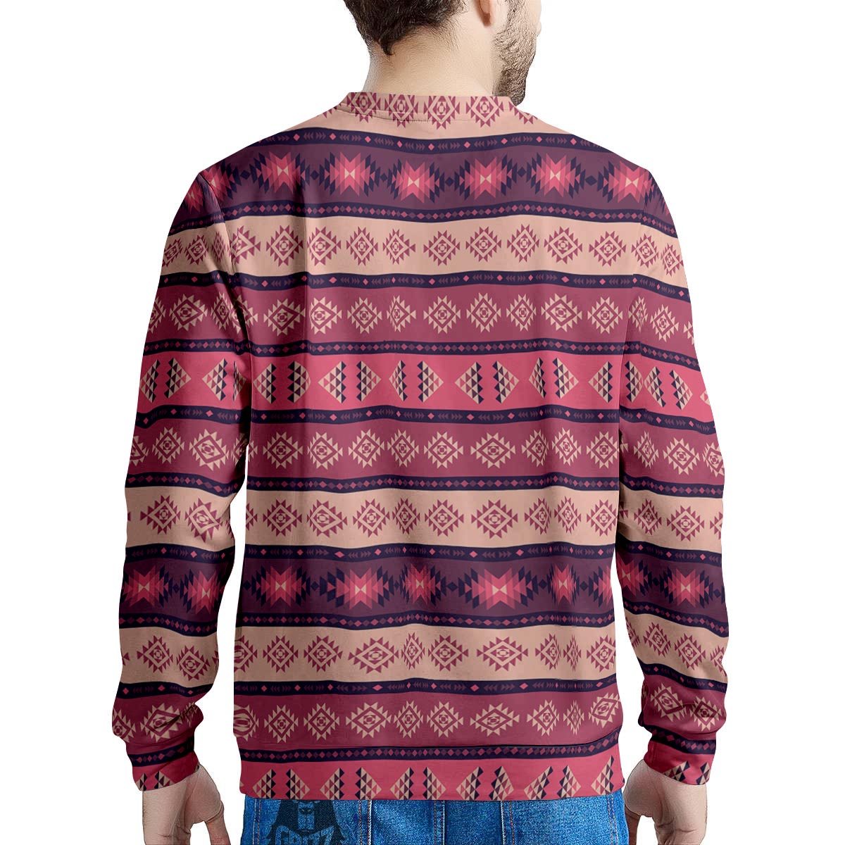 Stripe Southwestern Print Pattern Men's Sweatshirt-grizzshop