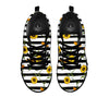 Stripe Sunflower White And Black Print Pattern Black Sneaker-grizzshop