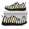 Stripe Sunflower White And Black Print Pattern Black Sneaker-grizzshop