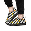 Stripe Sunflower White And Black Print Pattern Black Sneaker-grizzshop