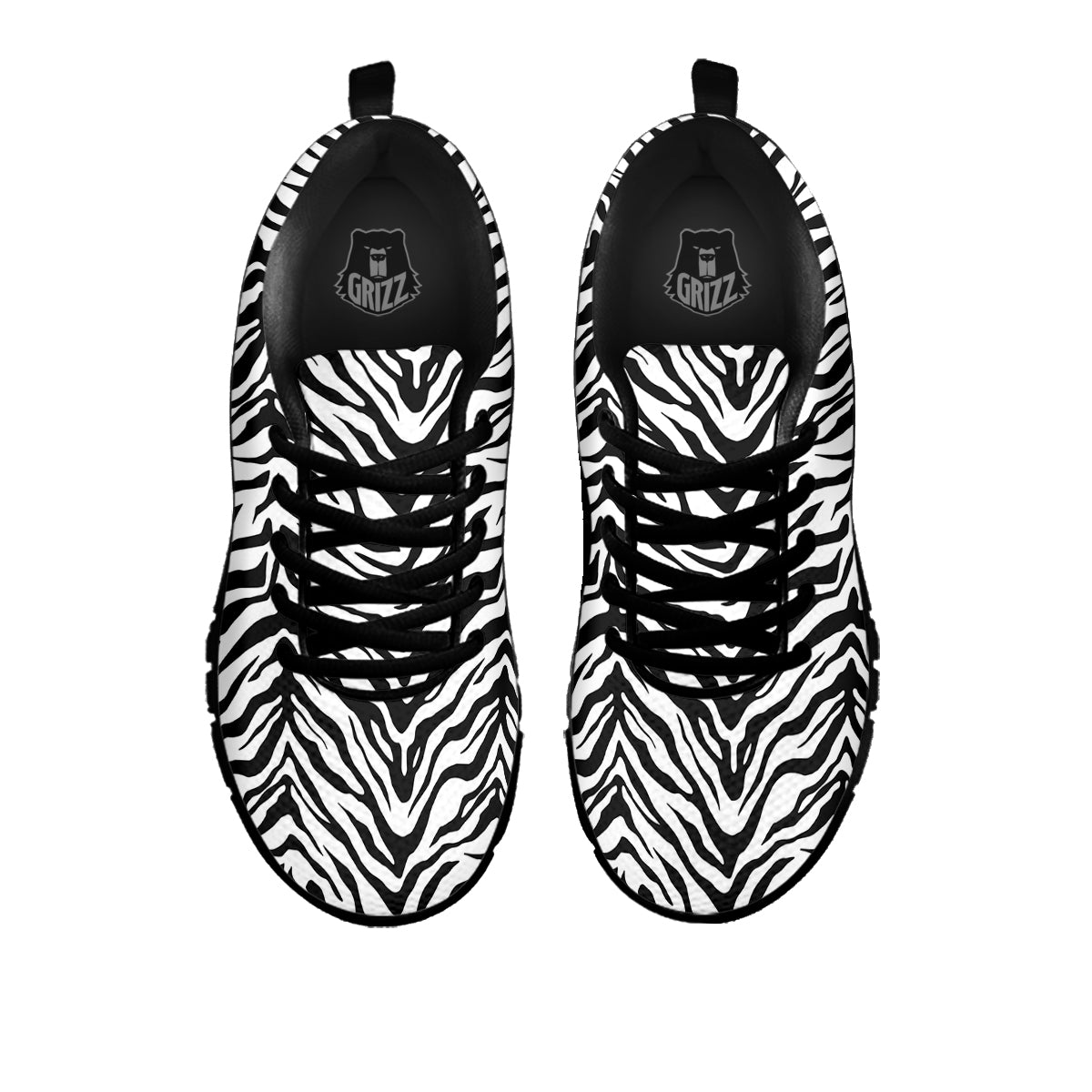 Stripe White Tiger Print Pattern Black Sneaker-grizzshop