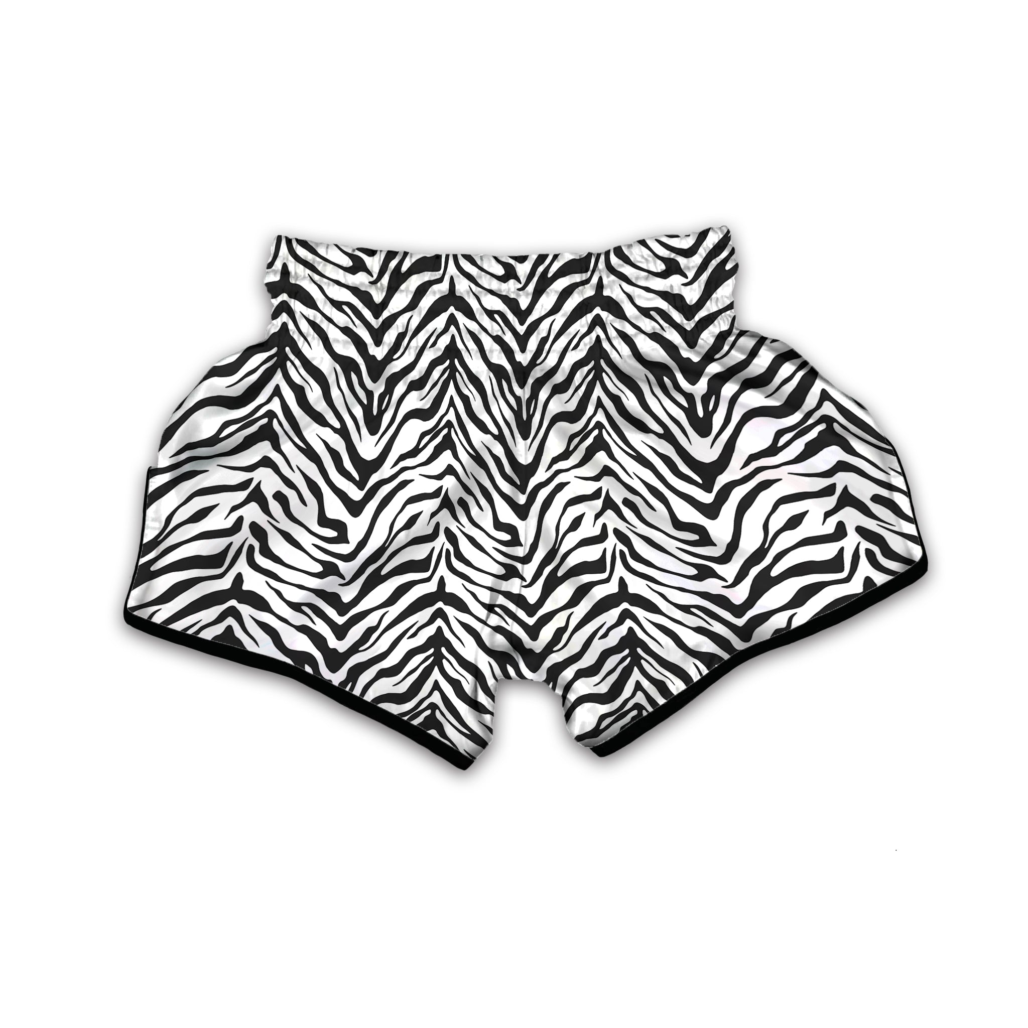 Stripe White Tiger Print Pattern Muay Thai Boxing Shorts-grizzshop