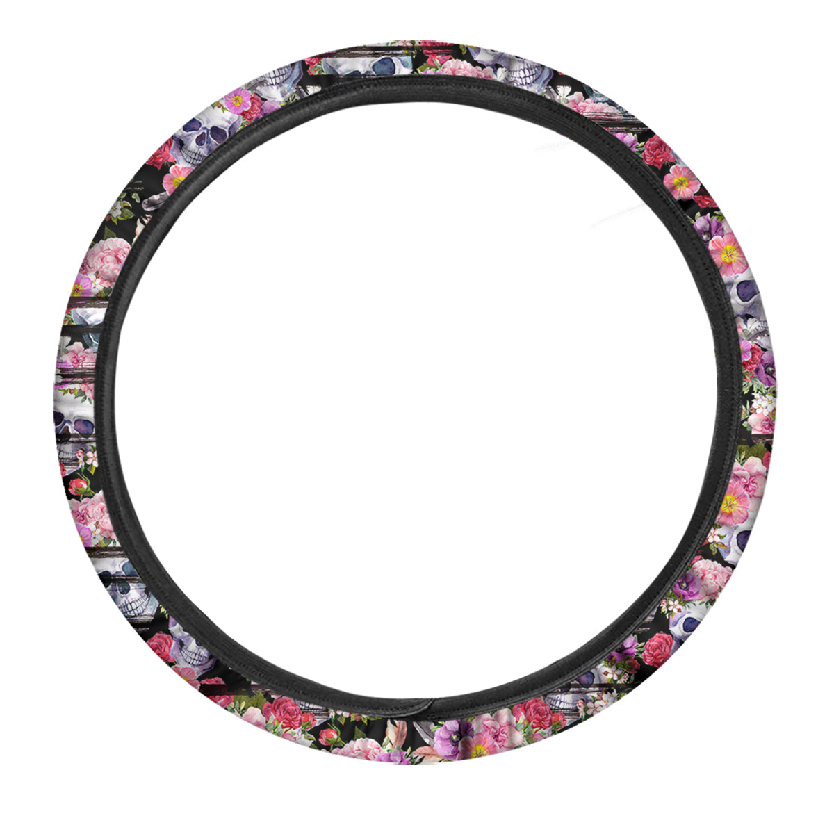 Striped Aloha Skull Print Pattern Car Steering Wheel Cover-grizzshop