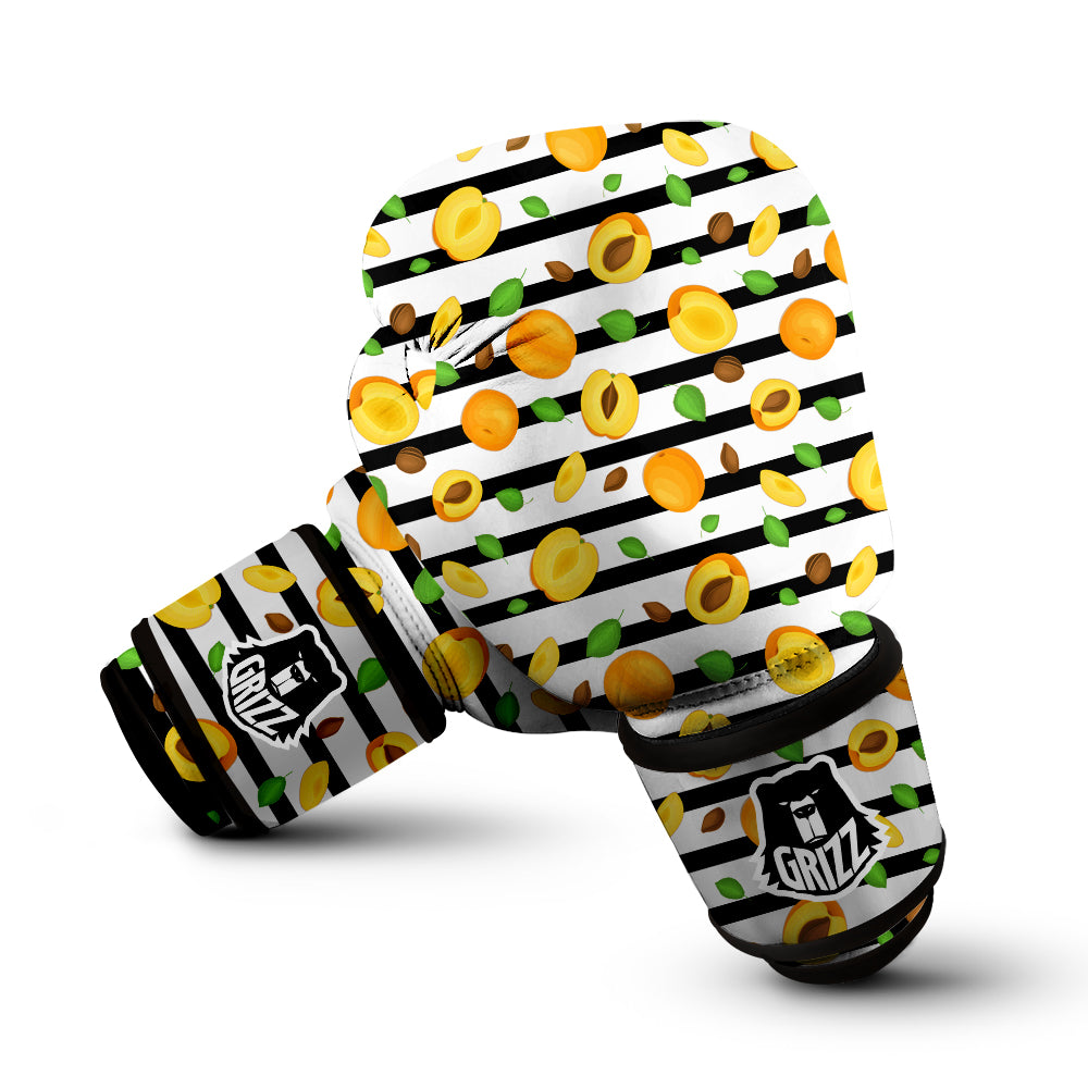 Striped Apricot Print Pattern Boxing Gloves-grizzshop