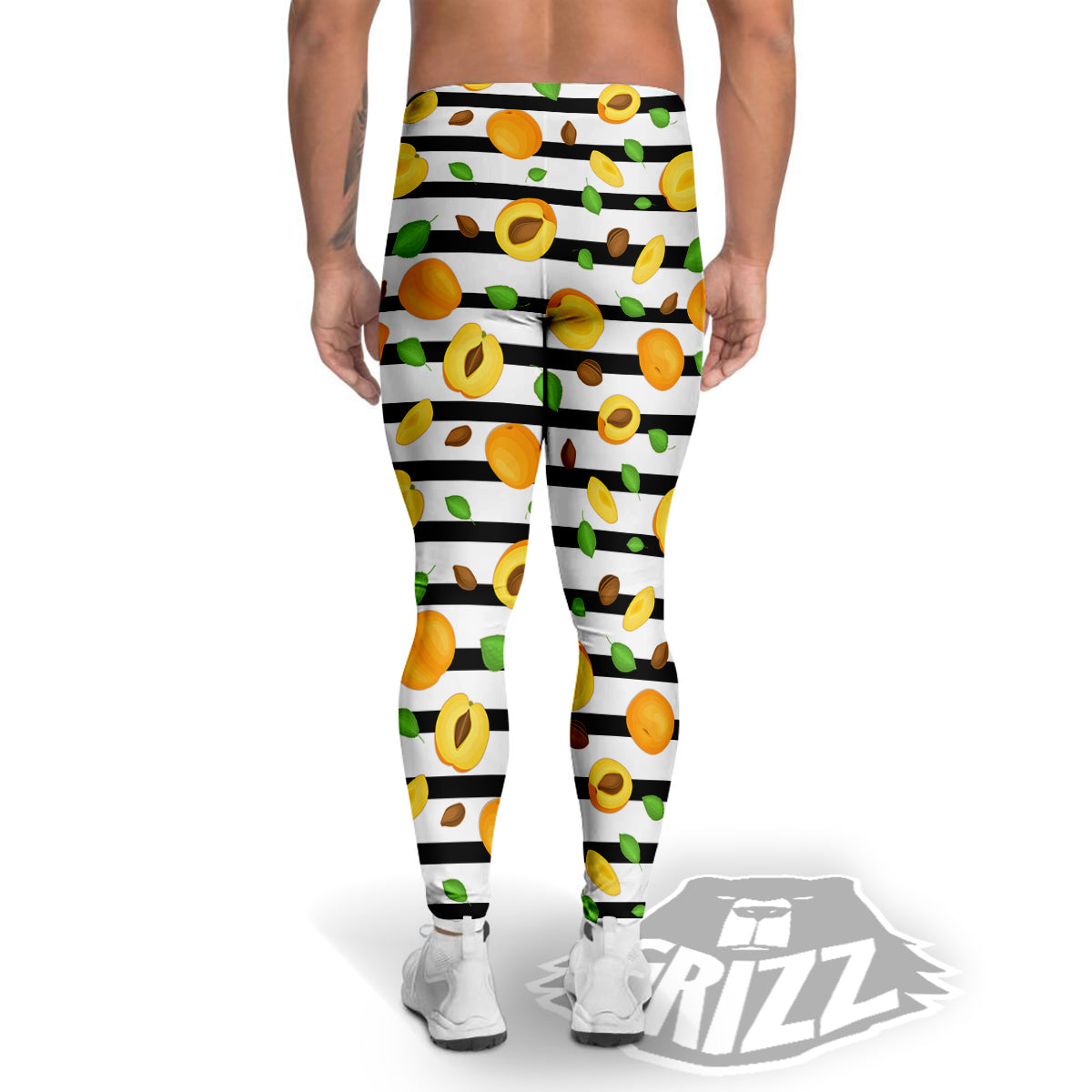 Striped Apricot Print Pattern Men's Leggings-grizzshop