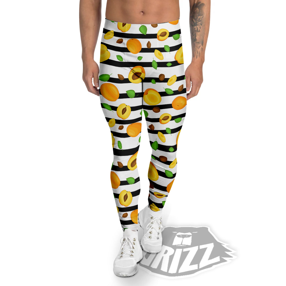 Striped Apricot Print Pattern Men's Leggings-grizzshop