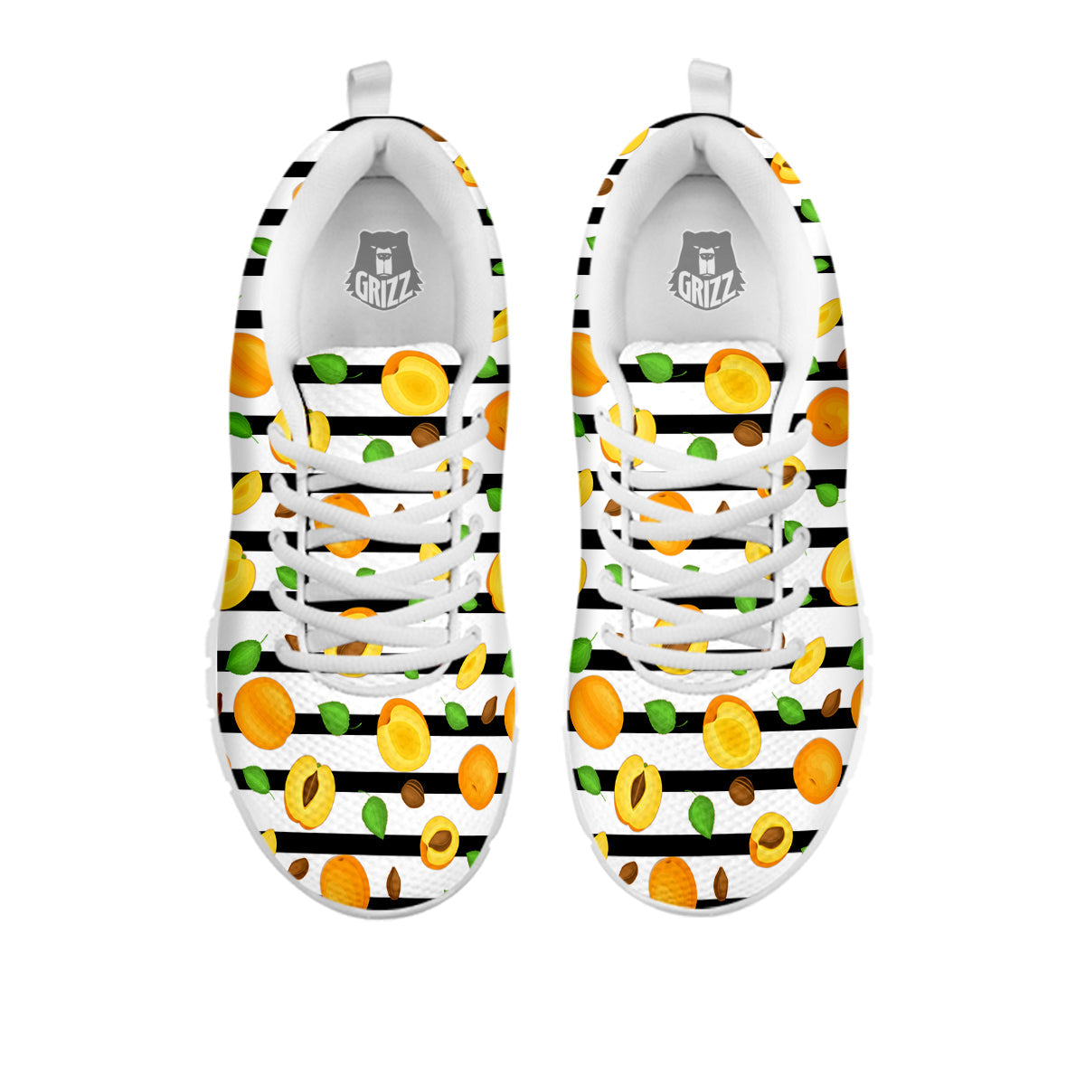 Striped Apricot Print Pattern White Sneaker-grizzshop