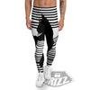 Striped Black Cat Print Men's Leggings-grizzshop