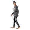 Striped Black Cat Print Men's Pajamas-grizzshop