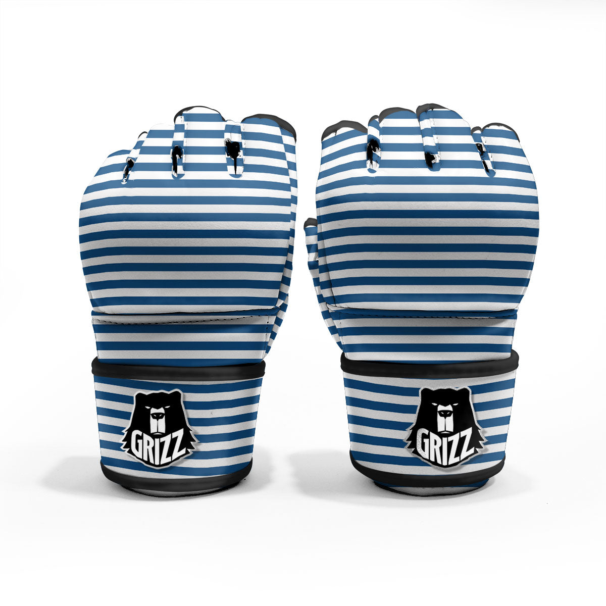 Striped Blue Print Pattern MMA Gloves-grizzshop