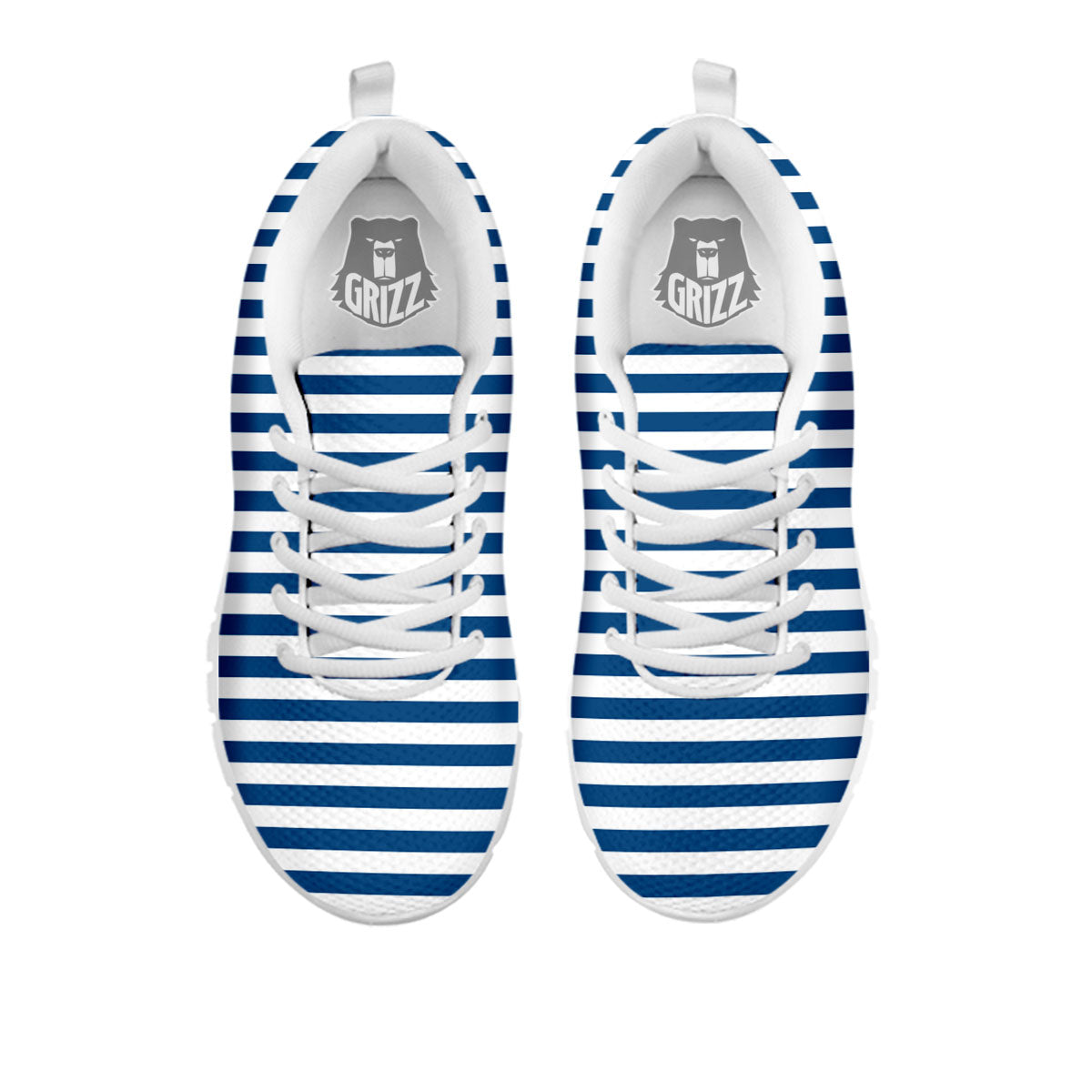 Striped Blue Print Pattern White Sneaker-grizzshop