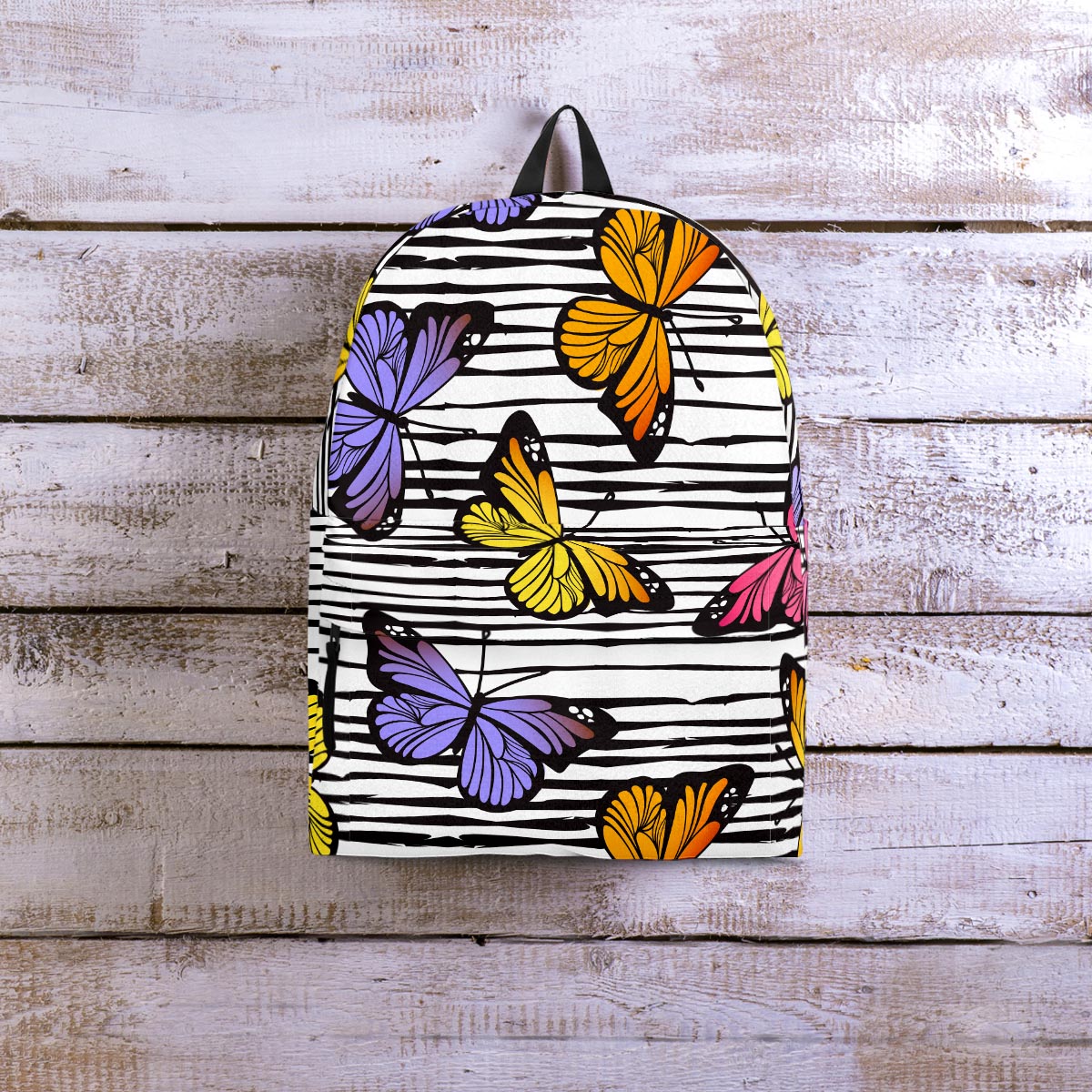 Striped Butterfly Print Backpack-grizzshop
