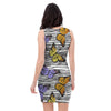 Striped Butterfly Print Bodycon Dress-grizzshop