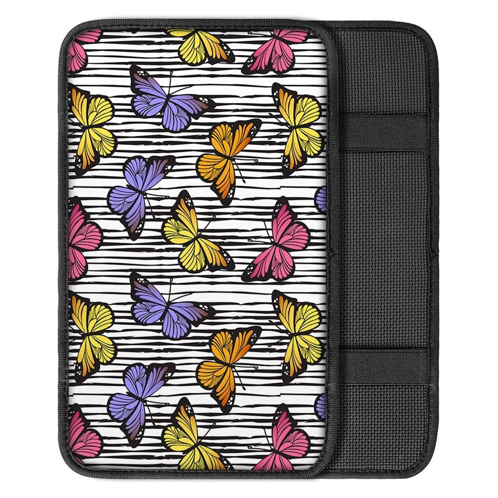 Striped Butterfly Print Car Console Cover-grizzshop