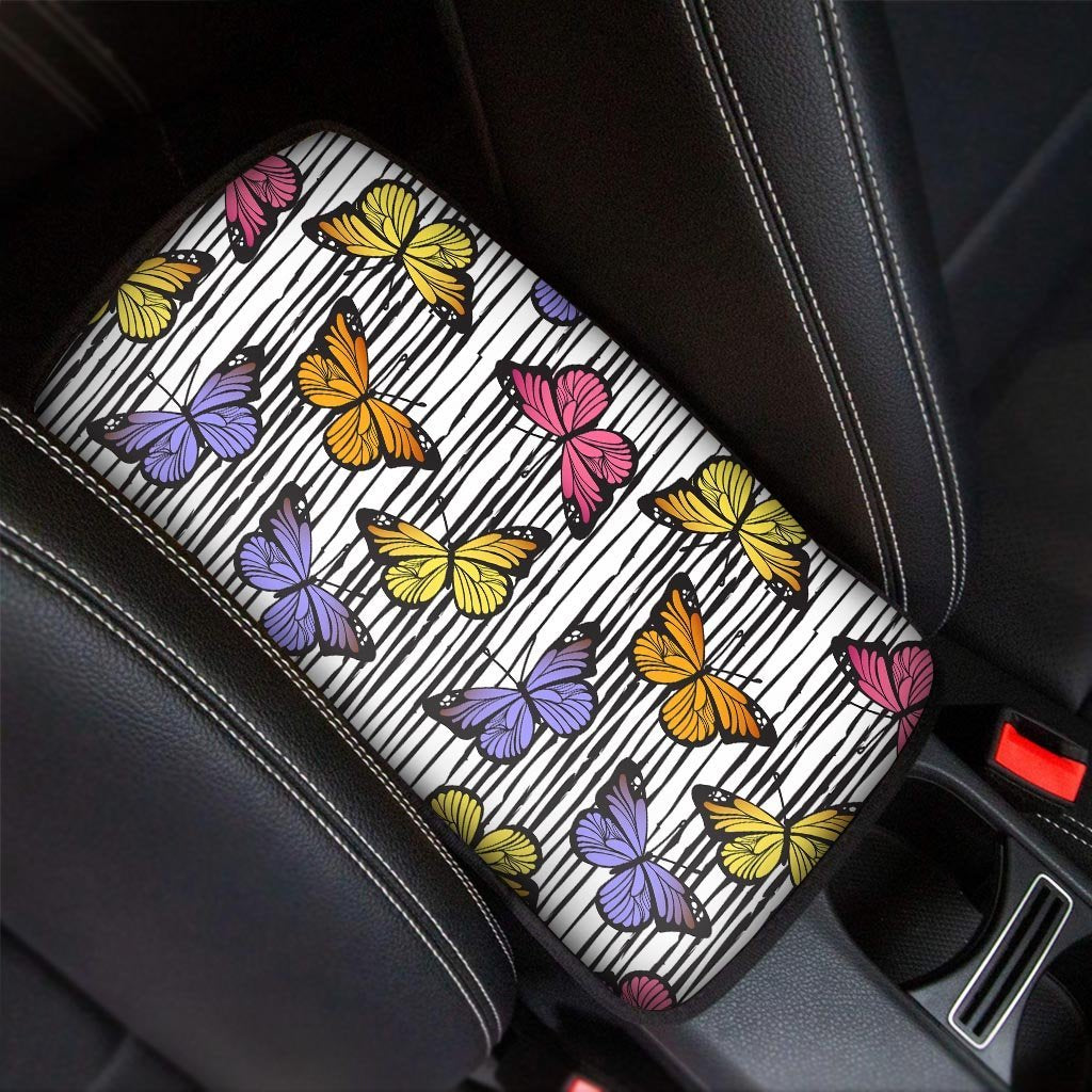 Striped Butterfly Print Car Console Cover-grizzshop