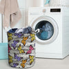 Striped Butterfly Print Laundry Basket-grizzshop