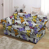 Striped Butterfly Print Loveseat Cover-grizzshop