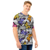 Striped Butterfly Print Men T Shirt-grizzshop