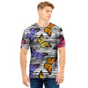 Striped Butterfly Print Men T Shirt-grizzshop