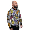 Striped Butterfly Print Men's Bomber Jacket-grizzshop