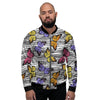 Striped Butterfly Print Men's Bomber Jacket-grizzshop