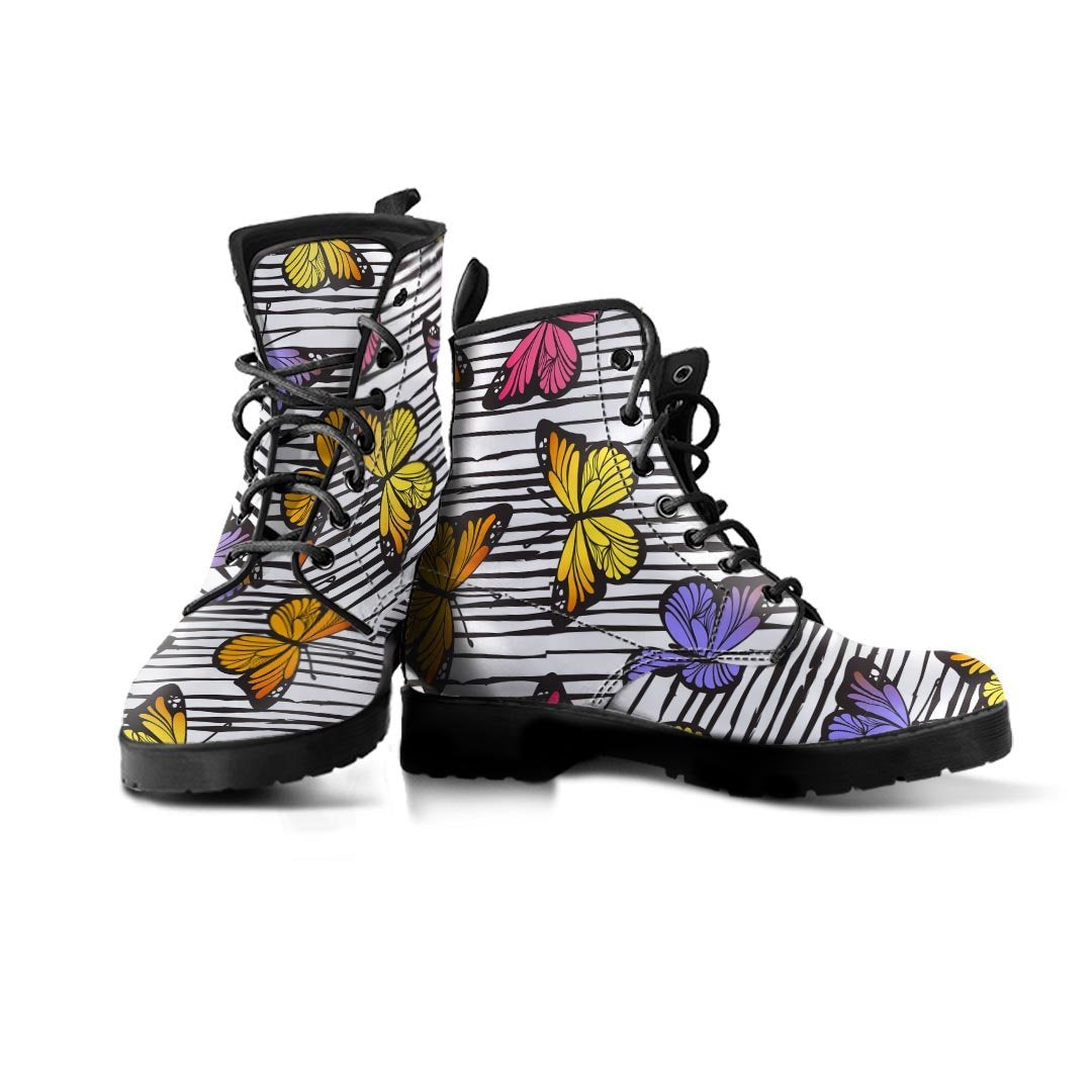 Striped Butterfly Print Men's Boots-grizzshop