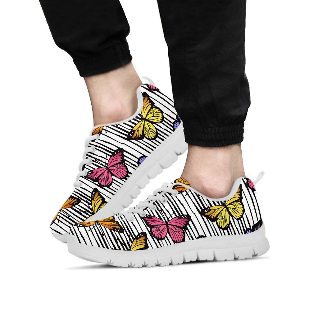 Striped Butterfly Print Men's Sneakers-grizzshop