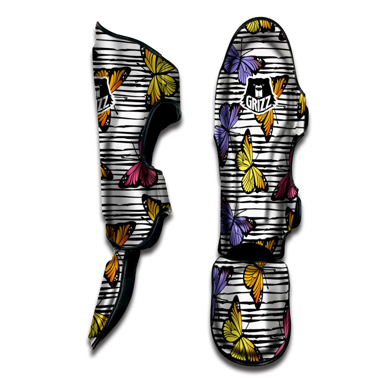 Striped Butterfly Print Muay Thai Shin Guard-grizzshop