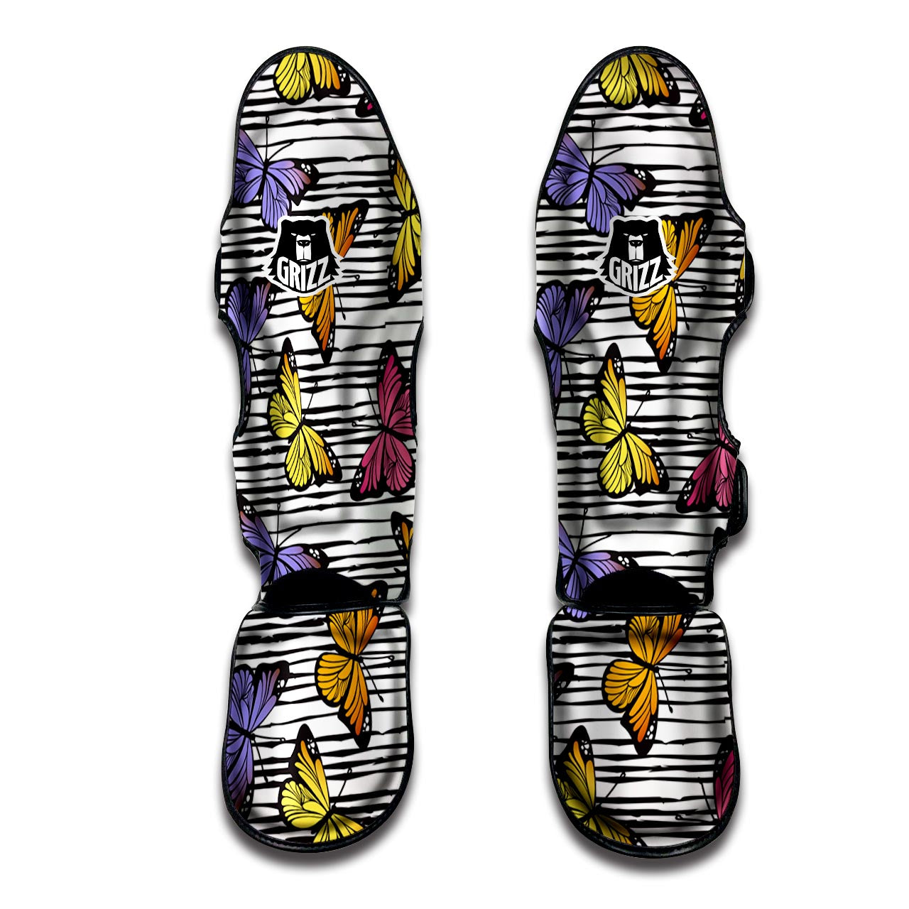 Striped Butterfly Print Muay Thai Shin Guard-grizzshop