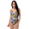 Striped Butterfly Print One Piece Swimsuite-grizzshop