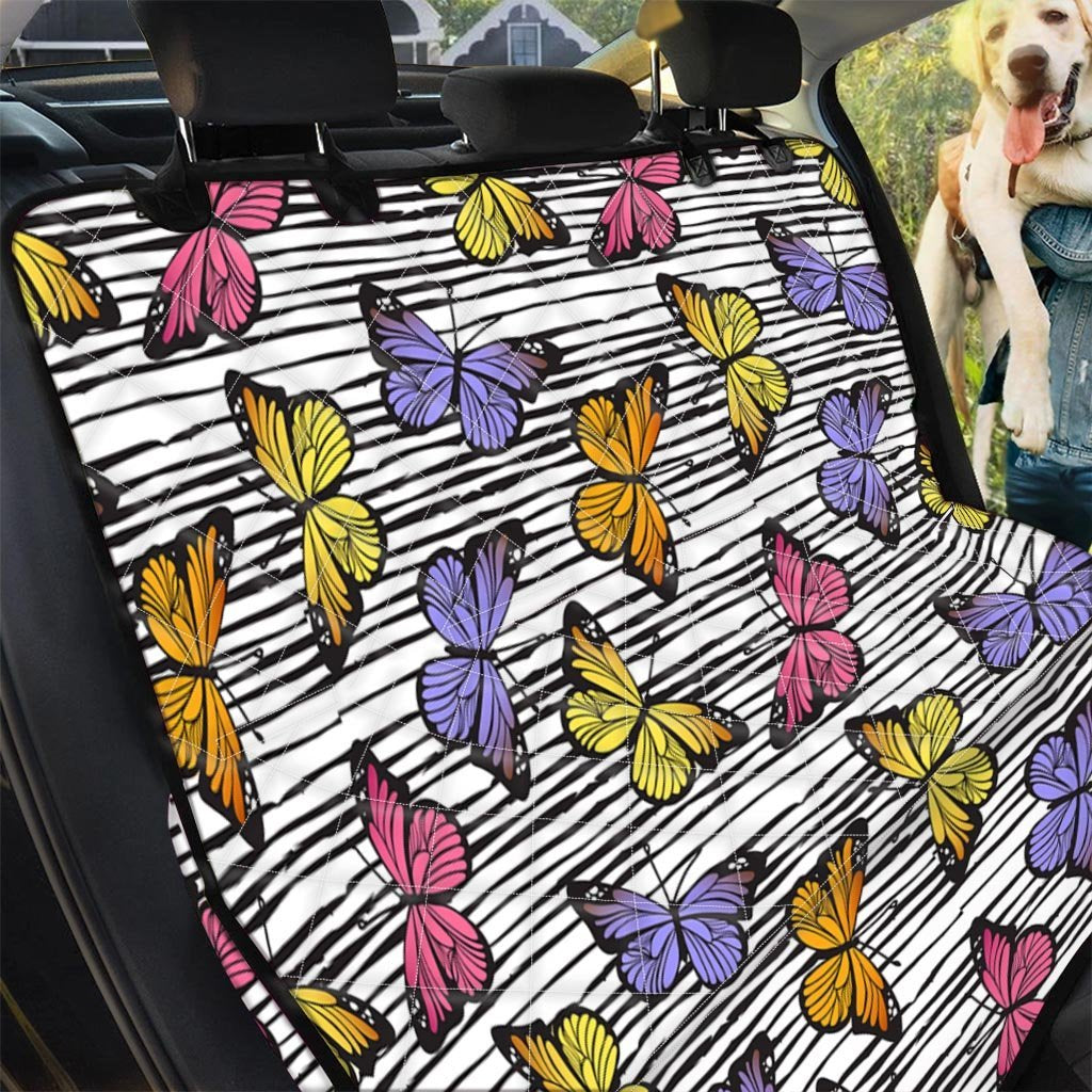 Striped Butterfly Print Pet Car Seat Cover-grizzshop
