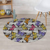 Striped Butterfly Print Round Rug-grizzshop