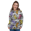 Striped Butterfly Print Women's Hoodie-grizzshop