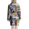 Striped Butterfly Print Women's Robe-grizzshop