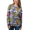 Striped Butterfly Print Women's Sweatshirt-grizzshop