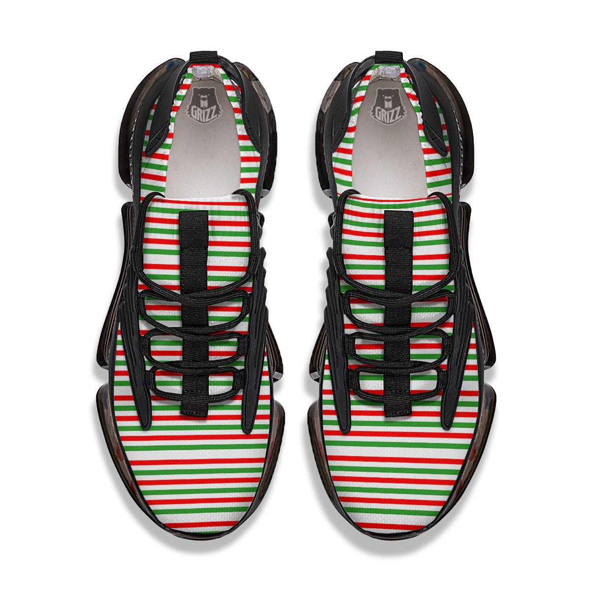 Striped Candy Cane Print Pattern Black Gym Shoes-grizzshop