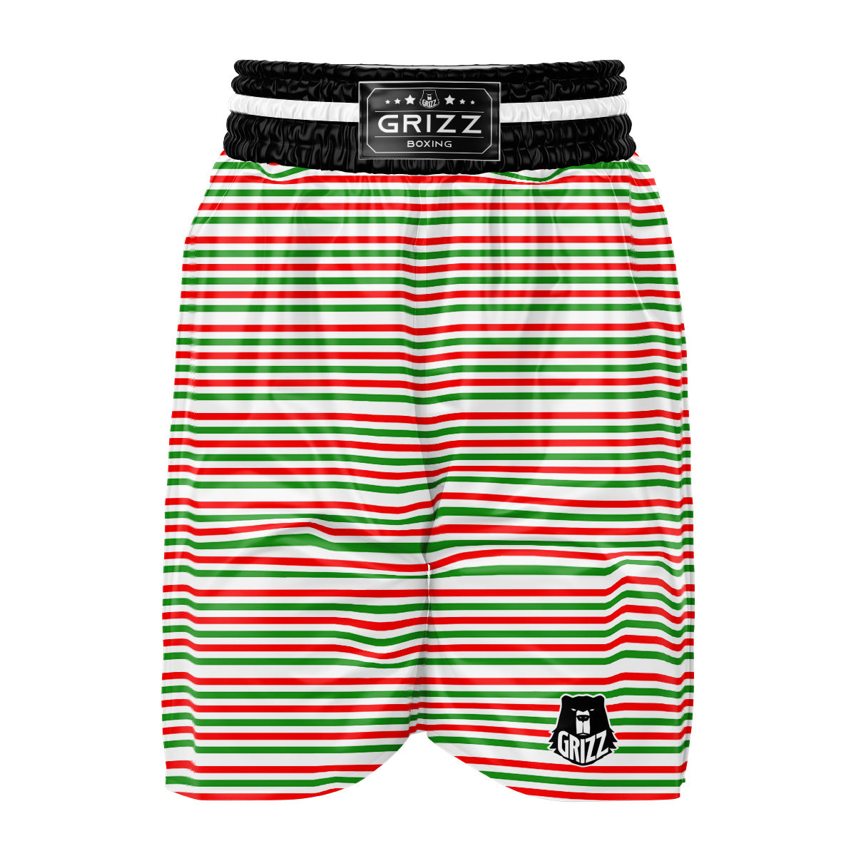 Striped Candy Cane Print Pattern Boxing Shorts-grizzshop