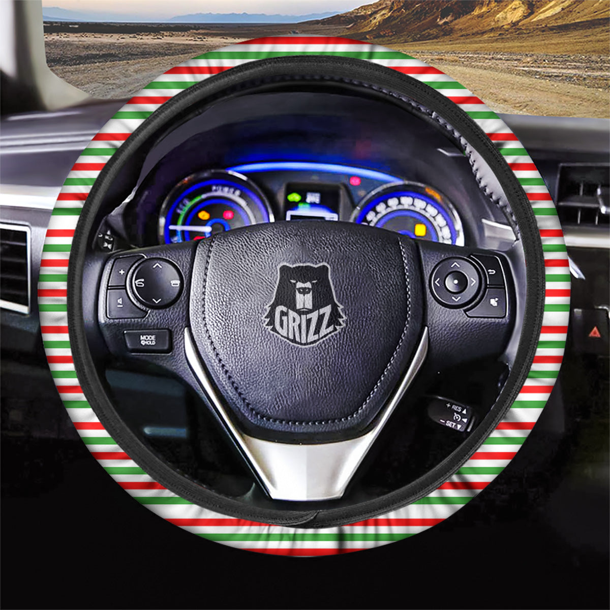 Striped Candy Cane Print Pattern Car Steering Wheel Cover-grizzshop