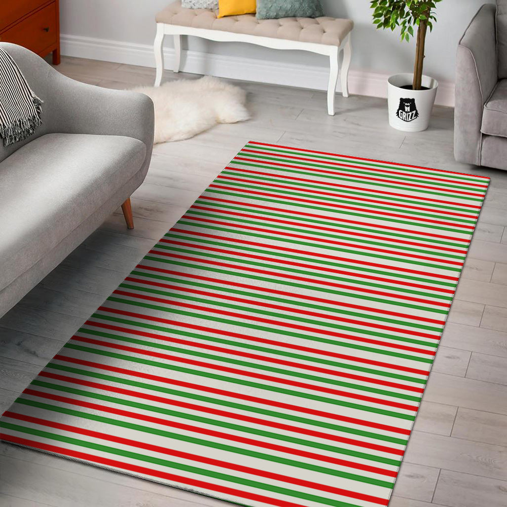 Striped Candy Cane Print Pattern Floor Mat-grizzshop