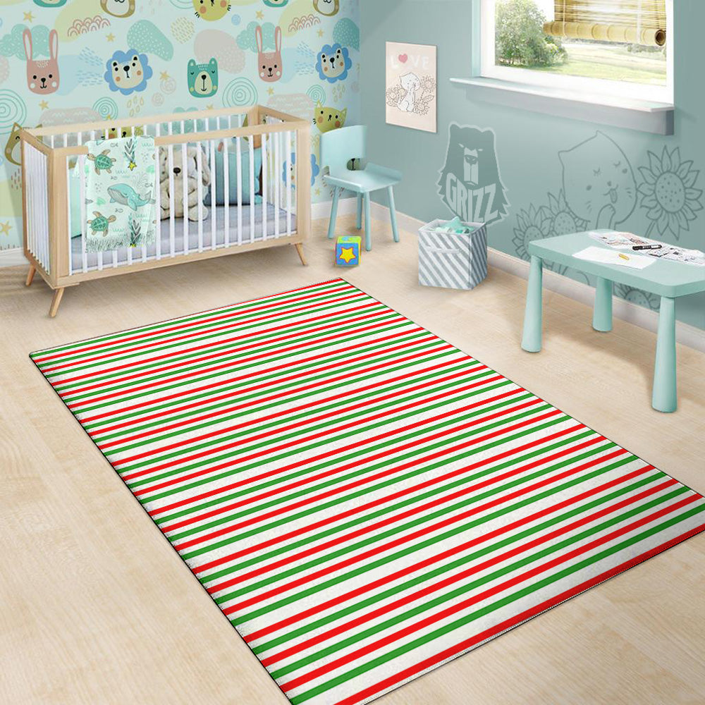 Striped Candy Cane Print Pattern Floor Mat-grizzshop