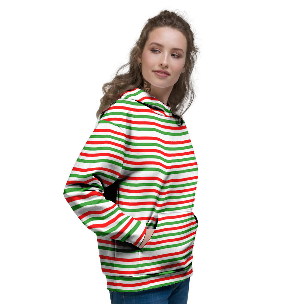 Striped Candy Cane Print Pattern Women's Hoodie-grizzshop