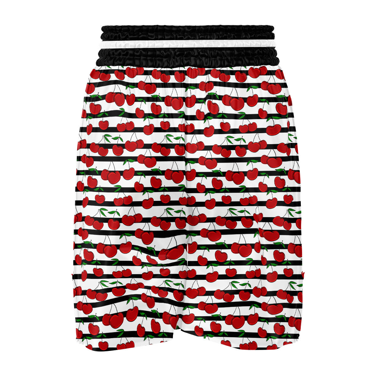 Striped Cherry Print Pattern Boxing Shorts-grizzshop