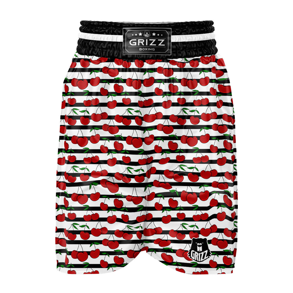 Striped Cherry Print Pattern Boxing Shorts-grizzshop
