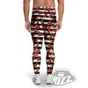 Striped Chili White And Black Print Men's Leggings-grizzshop