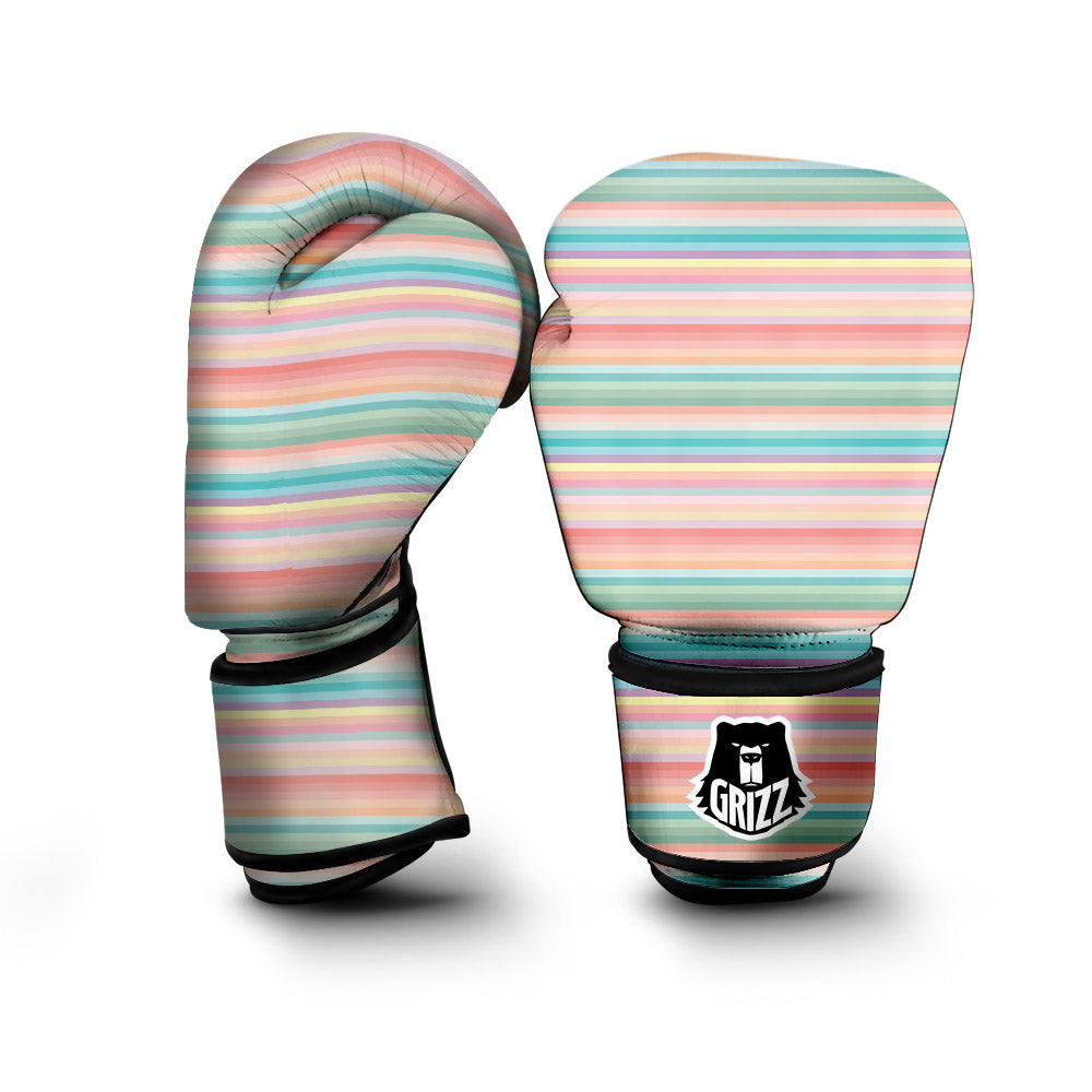 Striped Colorful Print Pattern Boxing Gloves-grizzshop