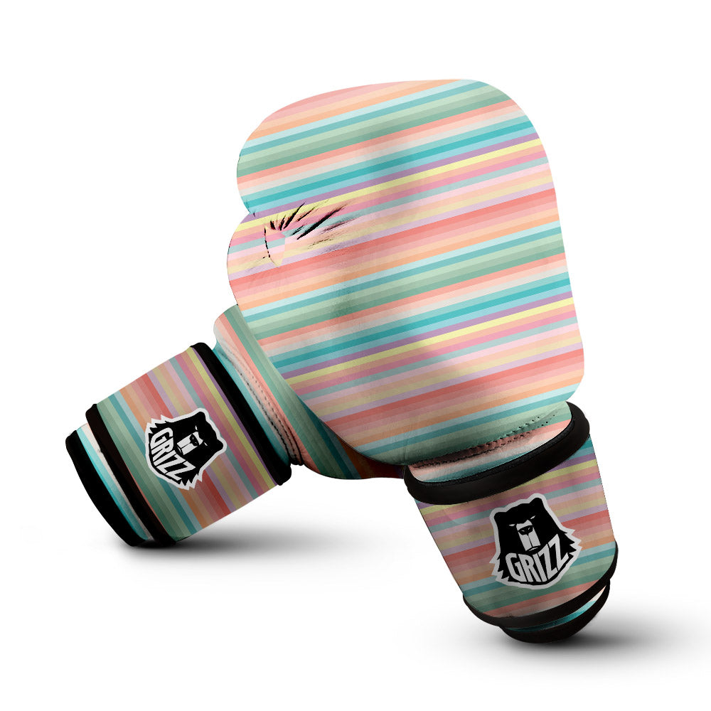 Striped Colorful Print Pattern Boxing Gloves-grizzshop